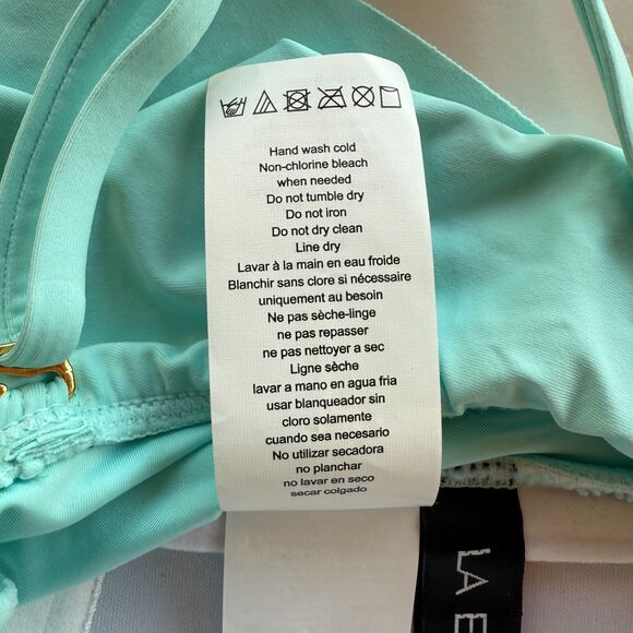 NWT La Blanca Island Goddess Ruffled Bandeau One Piece Swimsuit in Seafoam Sz 8 - Picture 9 of 14